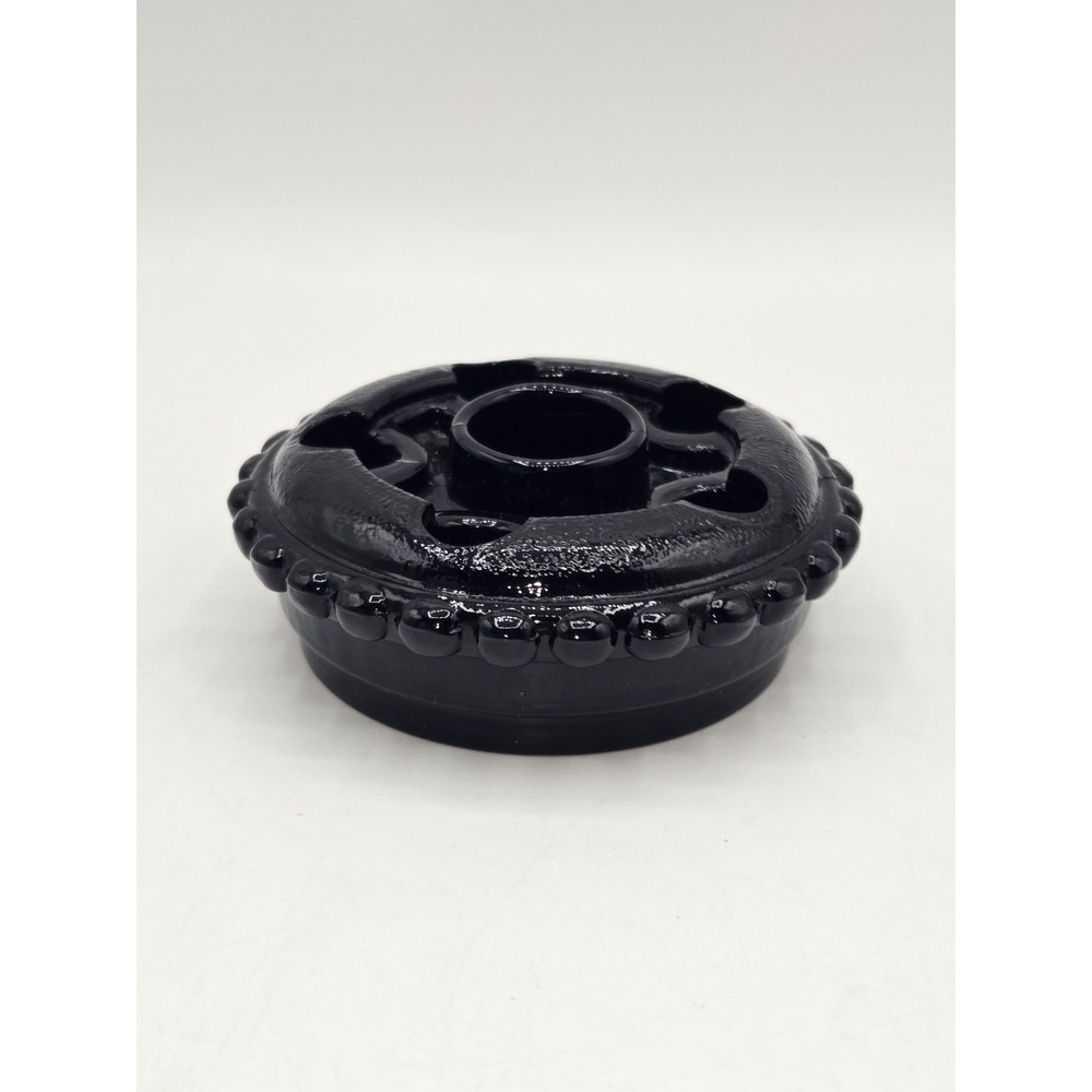 Fenton Black Glass Hobnail Candleholder Ring Centerpiece